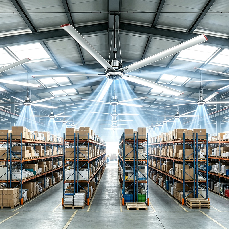 Workshop Industrial Ceiling Fan Energy-Saving Cooling for Tall Factory Spaces, Wenmai Power 7.3M Permanent Magnet Direct Drive Industrial Large Fan